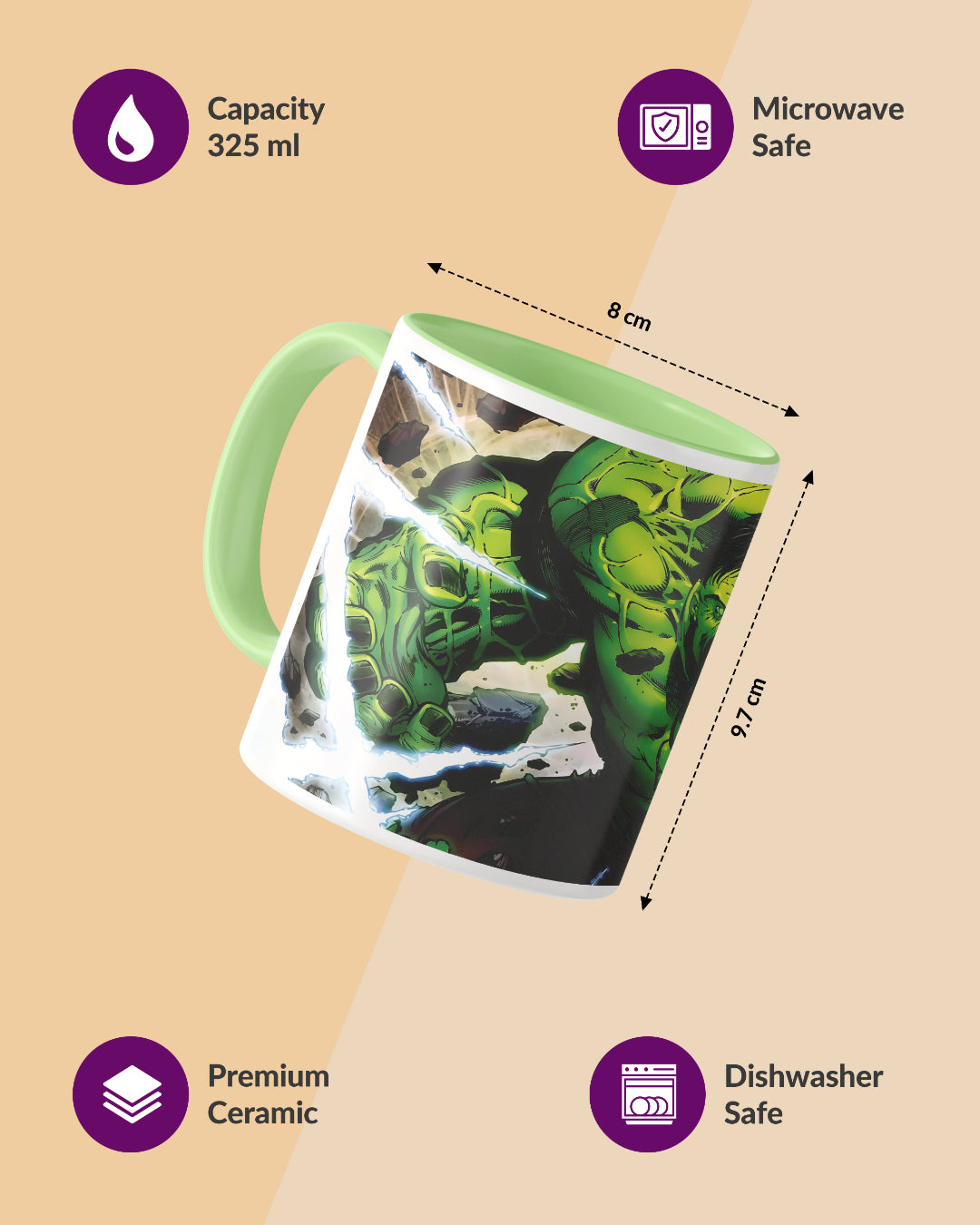 Fiery Hulk Duotone Green White Printed Coffee Mug