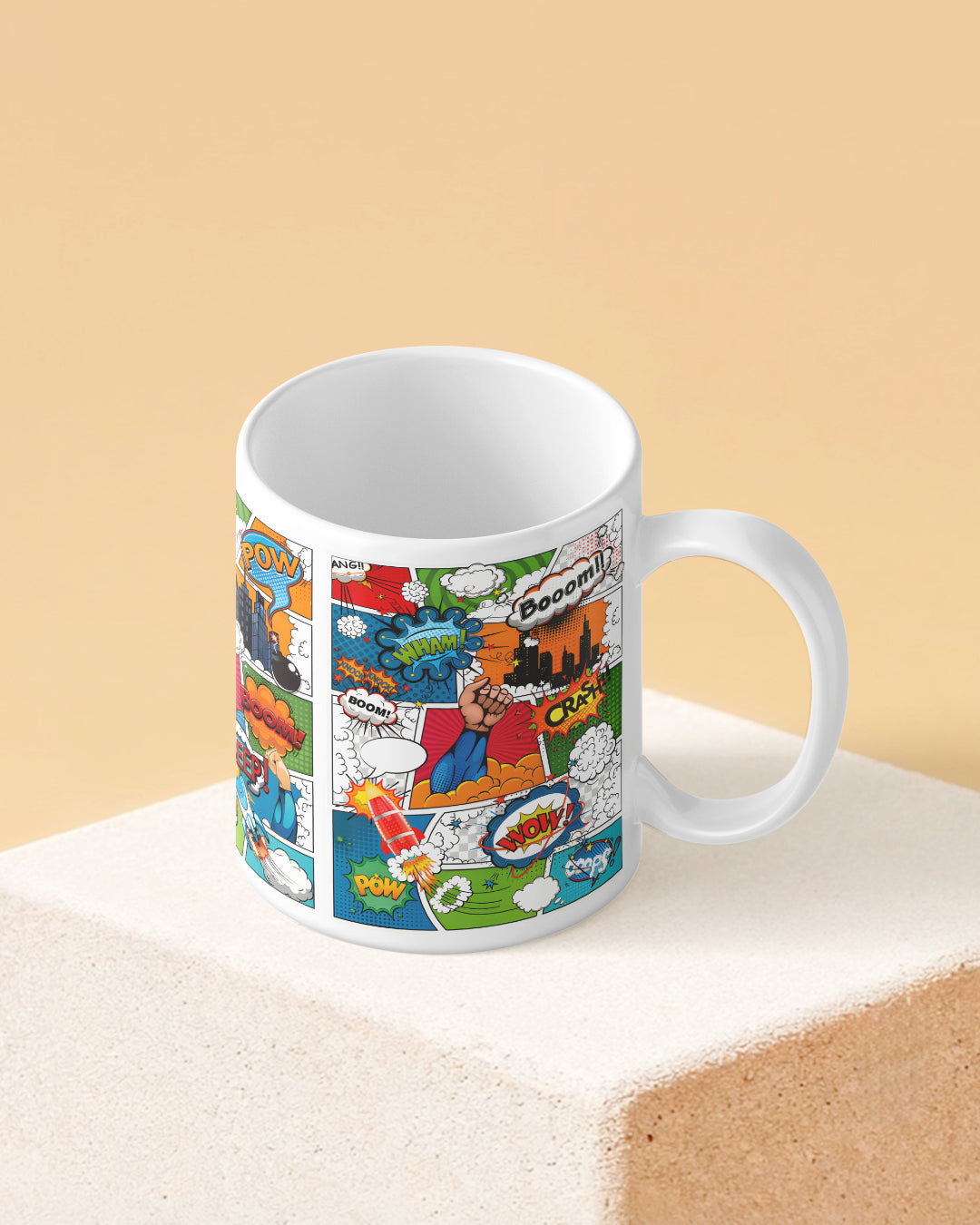 Superhero Comic Strips Full White Printed Coffee Mug