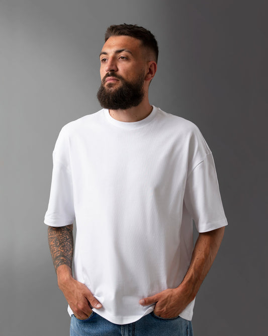 White Premium Solid - Oversized Tee | Clean, Minimal & Timeless